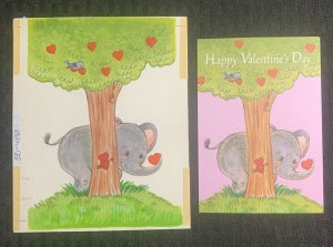 VALENTINES DAY Cartoon Elephant & Hearts 5x6 Greeting Card Art #4198 w/ 9 Cards