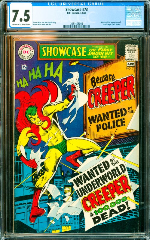 Showcase #73 CGC Graded 7.5 Origin and 1st appearance of the Creeper (Jack Ry...