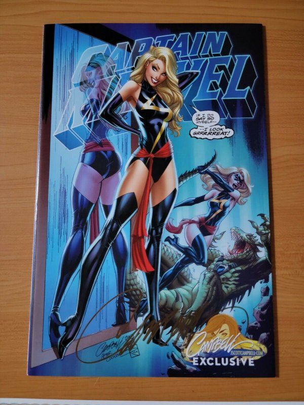 Captain Marvel #1 B Signed J Scott Campbell ~ NEAR MINT NM ~ 2019 Marvel Comics