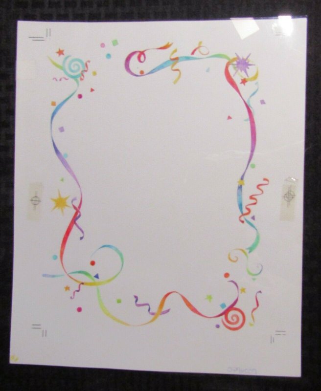 HAPPY BIRTHDAY Streamers with Stars & Dots 11x13 Greeting Card Art #96039