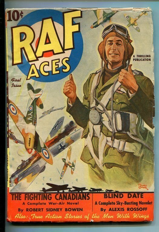 R A F ACES-#1-AUG 1941-PULP-AVIATION-SOUTHERN STATES PEDIGREE-vf