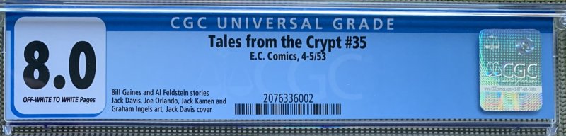 Tales from the Crypt #35 (1953) CGC 8.0 -- Werewolf cover by Jack Davis; Kamen