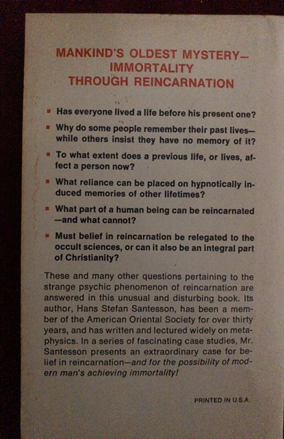 Reincarnation, SANTESSON, 1969, 154p,PB