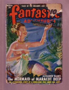 PULP:  FANTASTIC ADVENTURES-MAR1949-MERMAID COVER-RARE SF PULP G