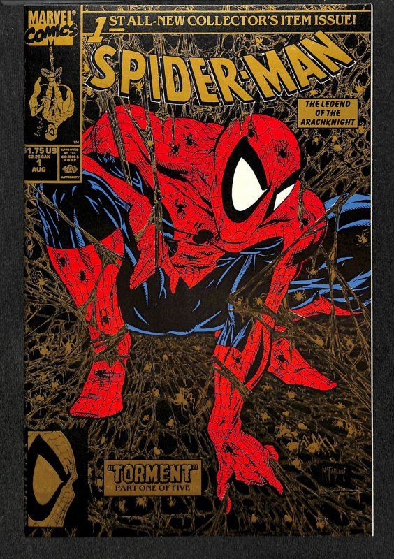 Spider-Man (1990) #1 VF/NM 9.0 Torment! Todd McFarlane! Second Print Gold!