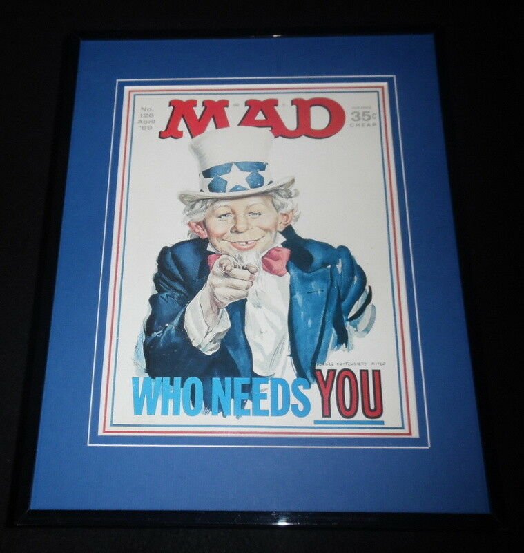 Mad Magazine #126 April 1969 Framed 11x14 Cover Display Neuman as Uncle Sam