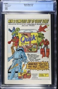 Secret Wars II #7 1986 Marvel Comics CGC 9.8 White Pages 020