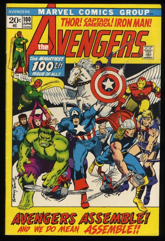 Avengers #100 FN/VF 7.0 Anniversary Issue Black Knight! Avengers Assemble!