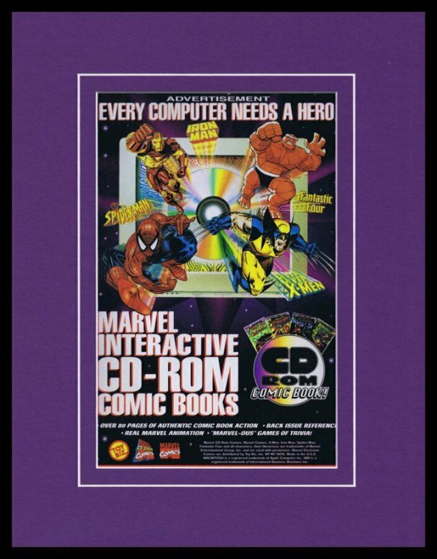 1995 Marvel CD Rom Spiderman X Men Framed 11x14 ORIGINAL Vintage Advertisement 