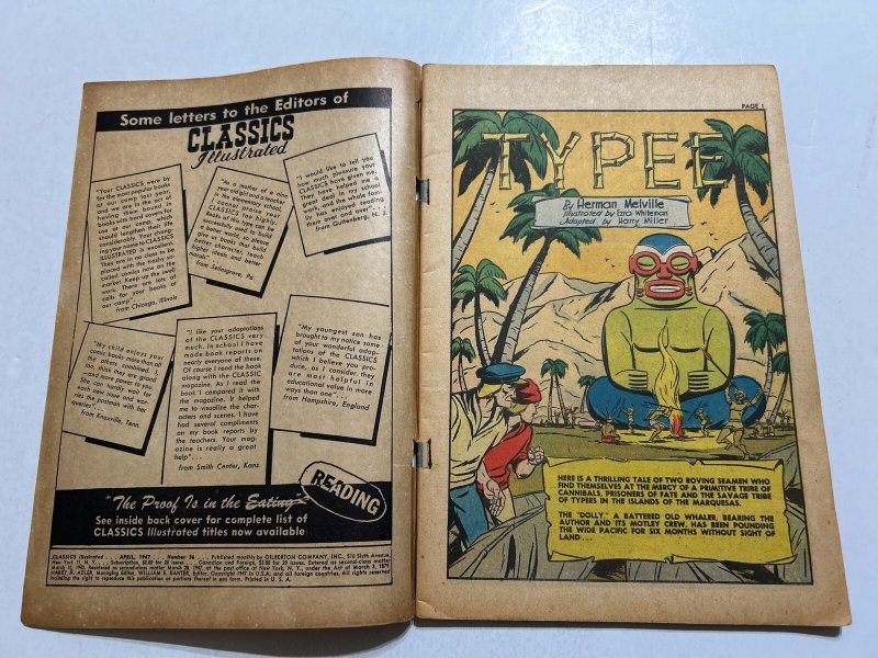 Classics Illustrated #36 Typee HRN 36 G/VG 3.0 First Edition