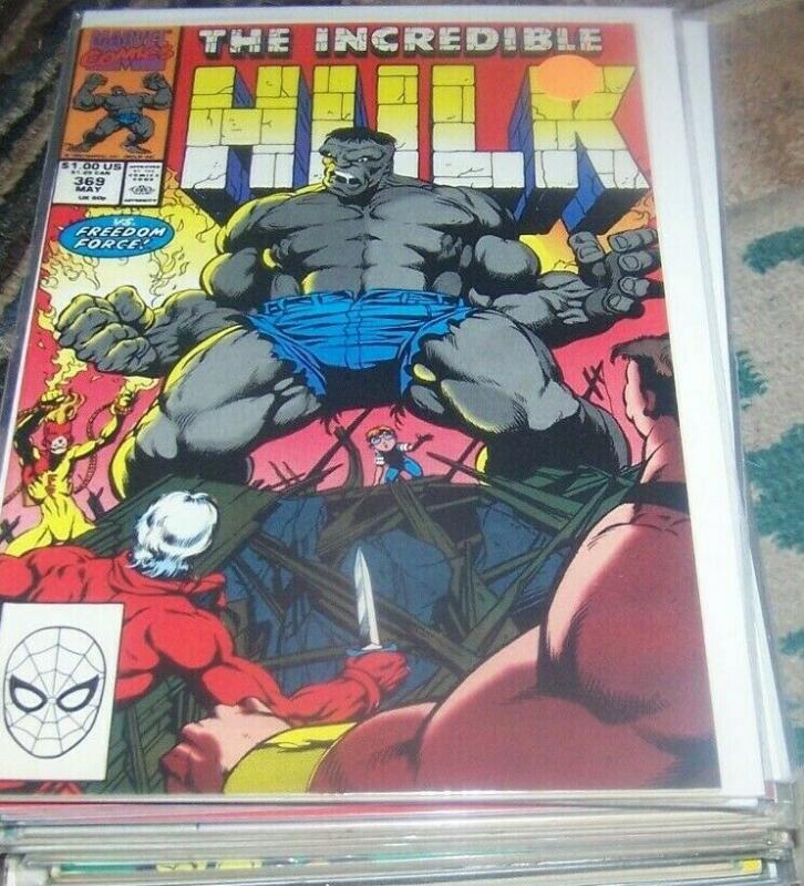 Incredible Hulk  # 369  MAY 1990 Marvel joe fixit grey hulk  vegas FREEDOM FORCE