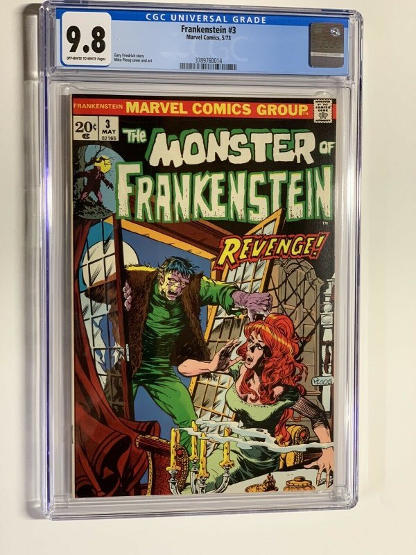 Frankenstein 3 cgc 9.8 ow/w pages marvel 1973