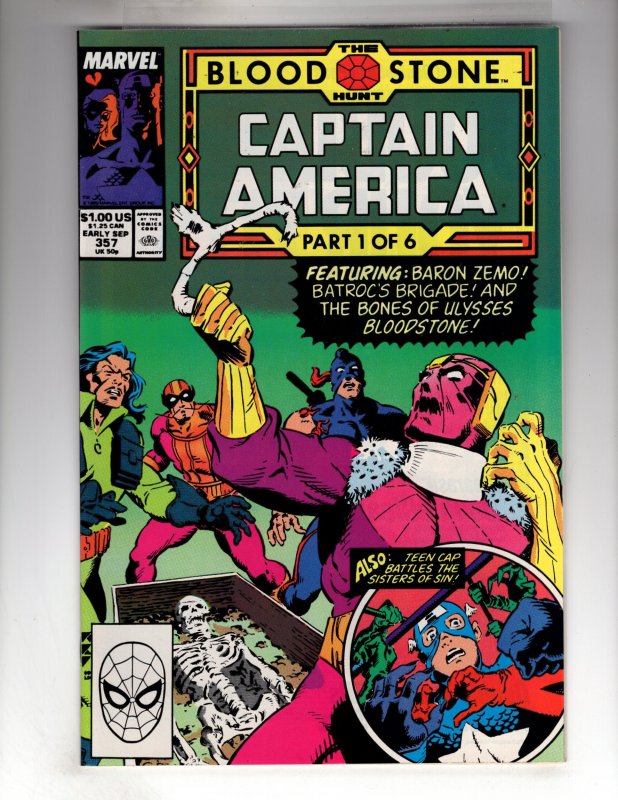 Captain America #357 (1989) BARON ZZEMO!  ***FLAT-RATE SHIPPING!***   / EBI#1