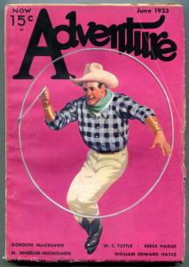 Adventure Pulp June 1933- WC Tuttle- Wheeler-Nicholson- Lasso cover FN-