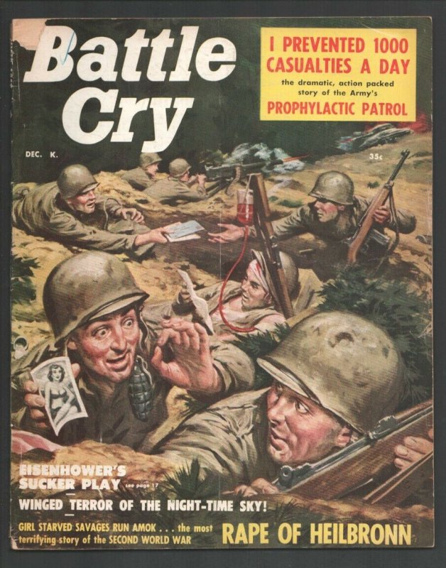 Battle Cry 12/1957-Winger Terror of The Night Sky-War stories-Cheesecake pix-...