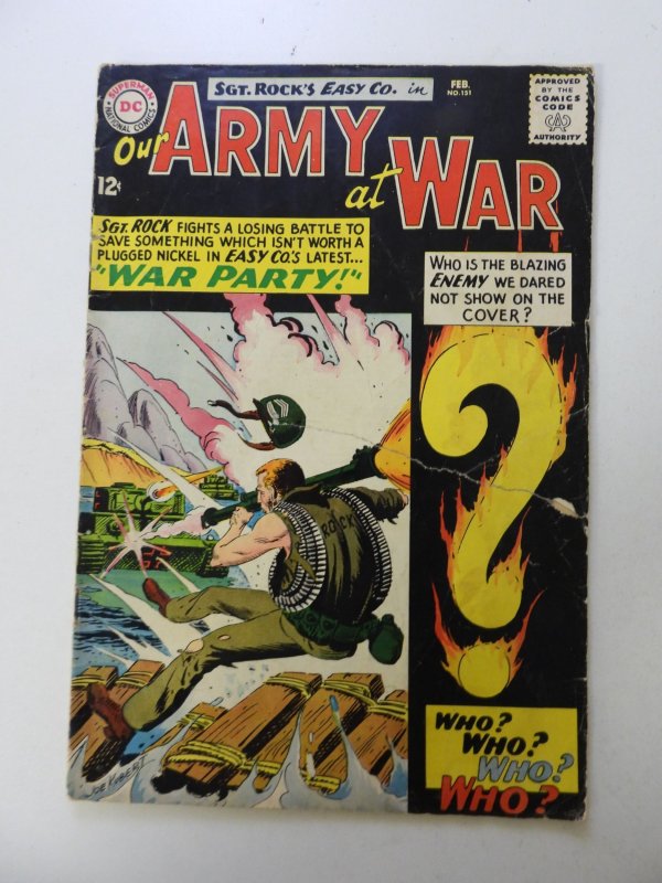 Our Army at War #151 (1965) 1st appearance of Enemy ace GD 4 tear front cover