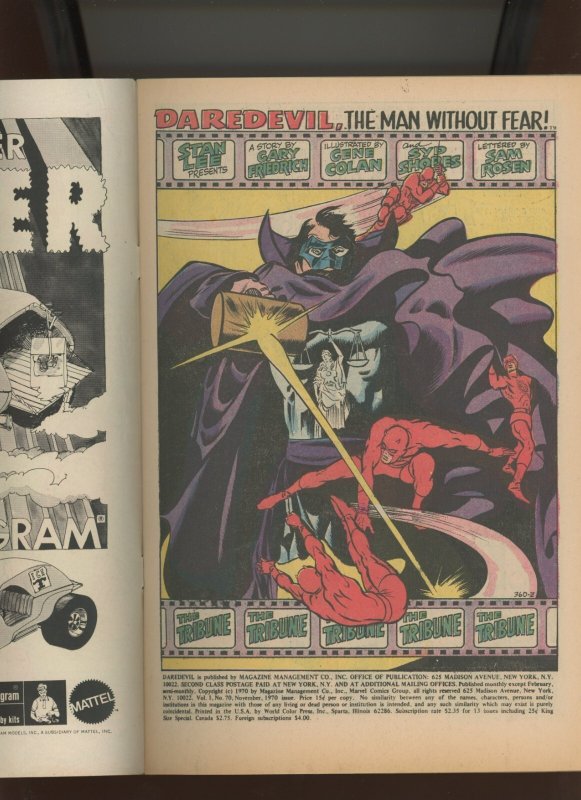 (1970) Daredevil #70: BRONZE AGE! WE COMBINE SHIPPING! (6.0/6.5)