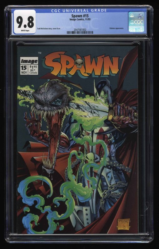 Spawn #15 CGC NM/M 9.8 White Pages