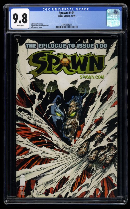 Spawn #101 CGC NM/M 9.8 White Pages McFarlane Story! George Perez Cover!