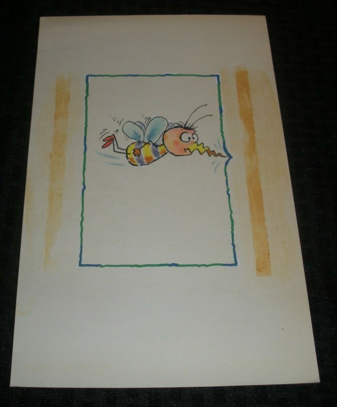 GET WELL SOON Cartoon Bee w/ Broken Stinger 7x11 Greeting Card Art #9251