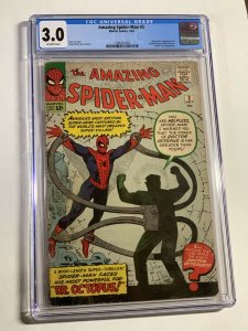 Amazing Spider-man 3 Cgc 3.0 Ow Pages 1st Dr Doctor Octopus Doc Ock Marvel