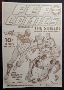 1970's PEP COMICS #1 Poster VG 4.0 16x22 Black & White PROMO The Shield RARE