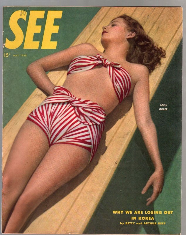 See 5/1948-Jane Greer photo cover-stockings-pin-ups-cheesecake-Korea-VF- 