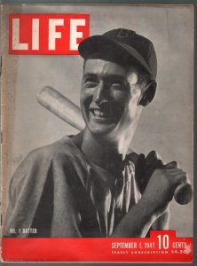 Life 9/1/1941-Ted Williams cover and photo story-FR