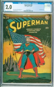 Superman #24 (1943) CGC 2.0 OW Pages!