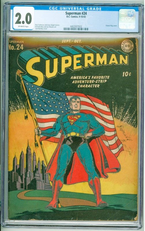 Superman #24 (1943) CGC 2.0 OW Pages!