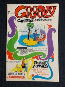 1968 GROOVY Cartoons Gags Jokes #1 FN+ 6.5 Atlas / The Monkees / Bob Dylan