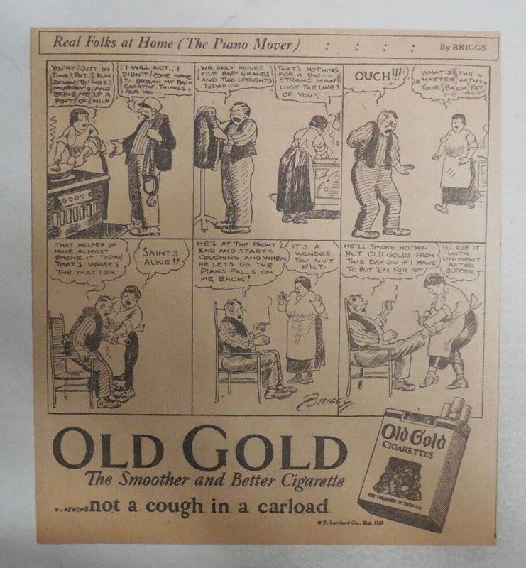 Old Gold Cigarette Ad: 3 Claire Briggs Old Gold Comic Ads 1927 Size 8 x 9 inches