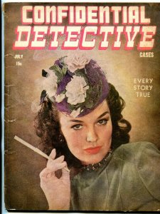 Confidential Detective Cases Magazine July 1945- True Crime- Smoking cover VG