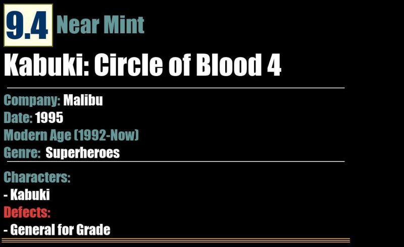 Kabuki: Circle of Blood #4 (1995) Malibu Modern comic NM