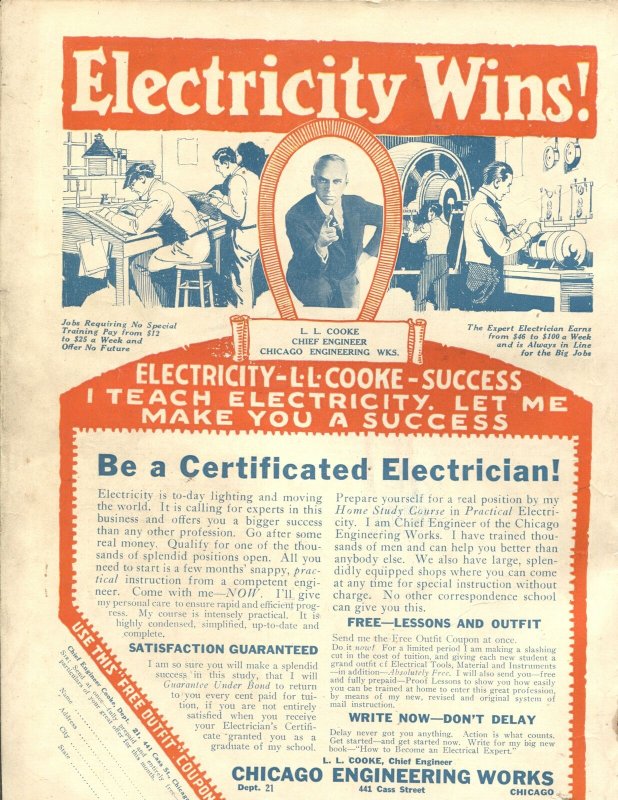 Electrical Experimenter  Jan 1920 -Hugo Gernsback-WINGLESS AIRPLANE COVER-100...