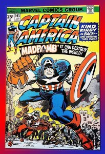 Captain America #193 (1976) KEY COVER 1ST MADBOMB! FALCON JACK KIRBY STAN LEE VG