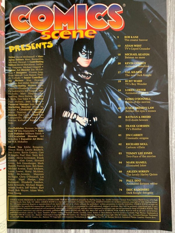 1995 COMICS SCENE PRESENTS #1 Batman & Other Dark Heroes Magazine FN+ 6.5