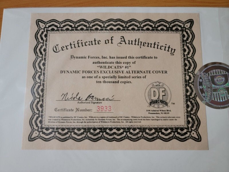 WildCats #1 Dynamic Forces Variant /w COA ~ NEAR MINT NM ~ 1999 WildStorm Comics