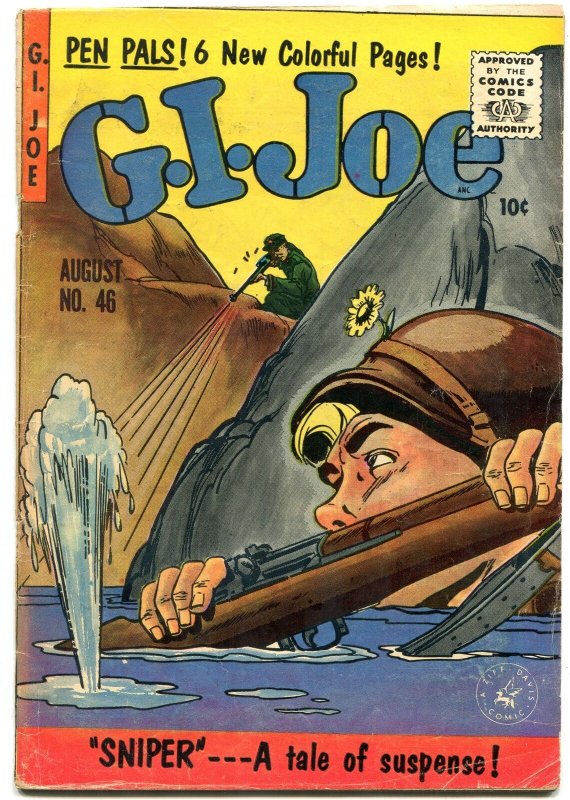 GI JOE #46 1956--SNIPER COVER--ZIFF DAVIS COMICS--WAR VG