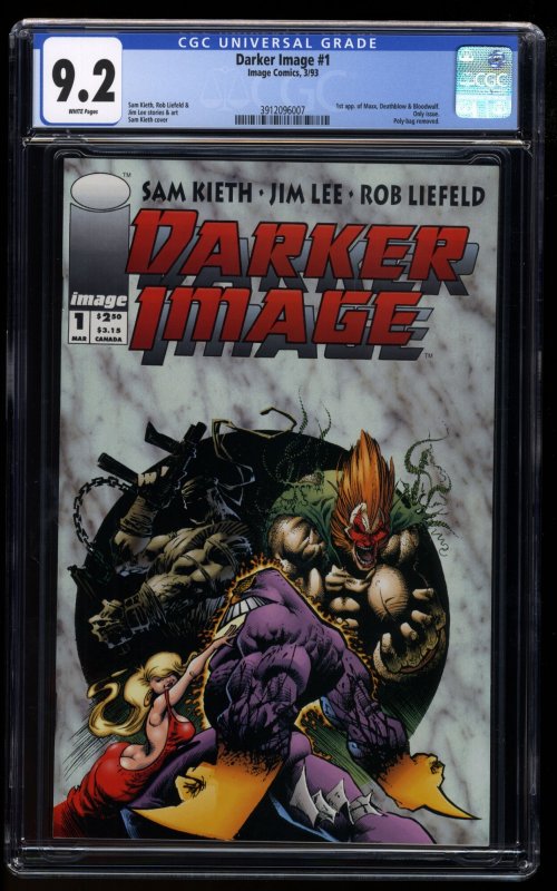 Darker Image #1 CGC NM- 9.2 White Pages 1st Maxx Deathblow Bloodwulf!