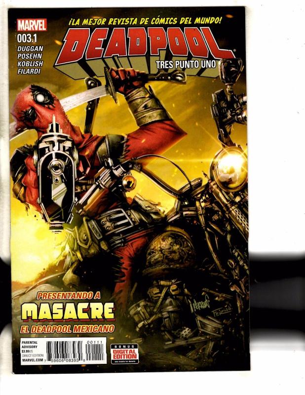 Deadpool # 3.1 NM 1st Print Spanish Language Variant Marvel Comic Book  MK2