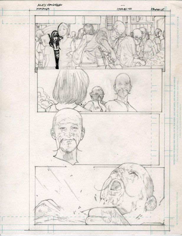 Katana #5 pg 2 DC New 52-Justice League Original Penciled art by ALEX SANCHEZ 