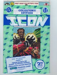 Icon #1 VF/NM Collector's Edition signed by Mark D. Bright - sealed poster card