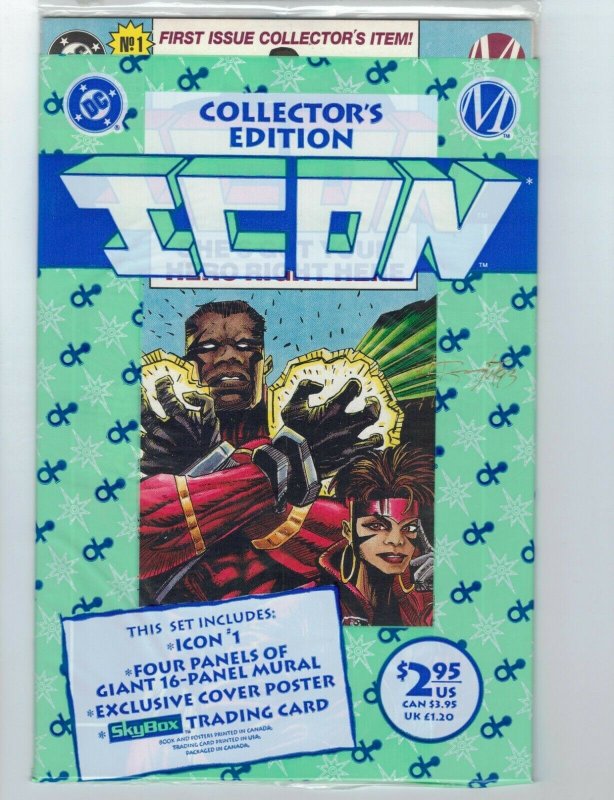 Icon #1 VF/NM Collector's Edition signed by Mark D. Bright - sealed poster card