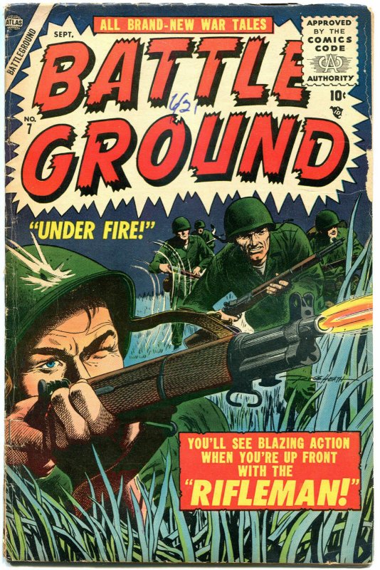 BATTLE GROUND #7, VG, 1954, Golden Age, Atlas, Rifleman,m ore GA in store