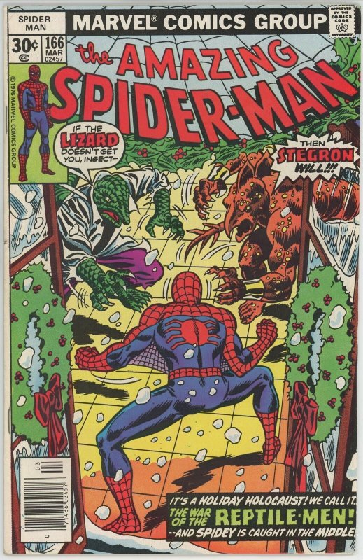 Amazing Spider Man #166 (1963) - 8.0 VF *Stegron/Lizard/War of the Reptile Men*