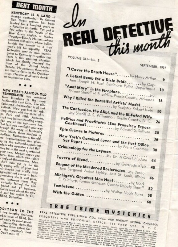 Real Detective September 1937- Cannibal Lover - Tavern of Blood 