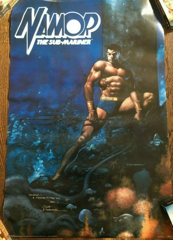 NAMOR, THE SUB-MARINER Poster by Scott Hampton, 1990, Marvel, 34 X 22, Signed 