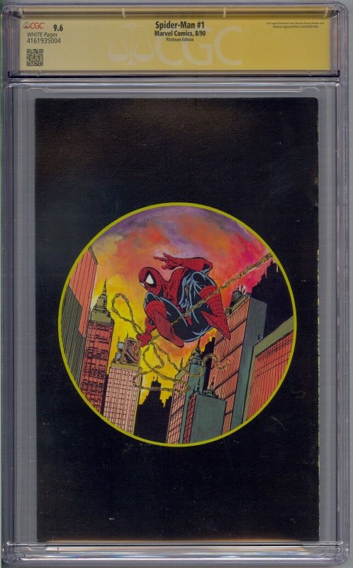 SPIDER-MAN #1 CGC 9.6 SS SIGNED MCFARLANE LIZARD PLATINUM EDITION WHITE PAGES