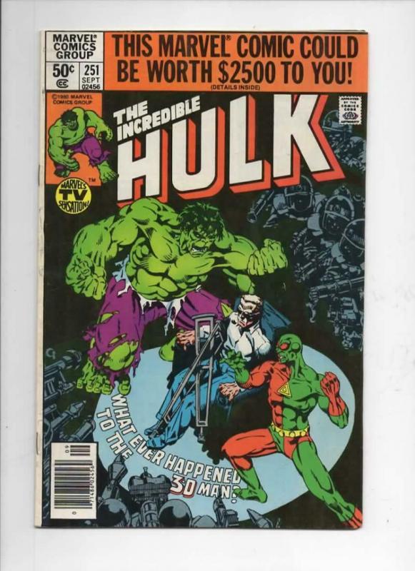 HULK #251, FN/VF, Incredible, Bruce Banner, 3-D Man, 1968 1980, Marvel, UPC